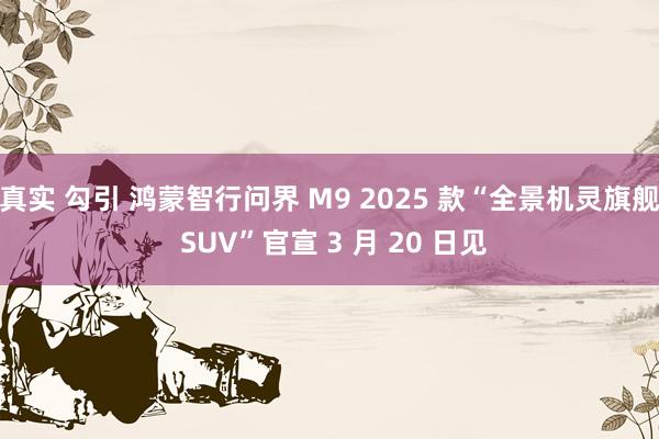真实 勾引 鸿蒙智行问界 M9 2025 款“全景机灵旗舰 SUV”官宣 3 月 20 日见