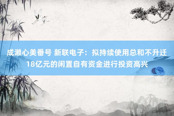 成濑心美番号 新联电子：拟持续使用总和不升迁18亿元的闲置自有资金进行投资高兴