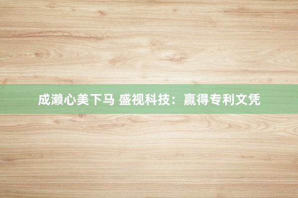 成濑心美下马 盛视科技：赢得专利文凭